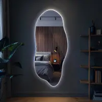 Coloray Organische Spiegel LED - Moderne Organische Grote Spiegel LED - 35 cm x 80 cm - Grote Organische Spiegel Woonkamer LED - Decoratieve Spiegel - Koel licht - Wandspiegel LED Organisch