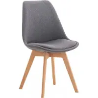 CLP Linares Eetkamerstoel - Design Keukenstoel - Scandinavisch Kuipstoel - Houten Poten Stof/licht grijs
