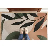 Coloray Deurmat voor binnen - Oranje Deurmat Met Print - Tropische Abstractie Schoonloopmat - Grote Deurmat - Deurmat Groot - 150x100 cm