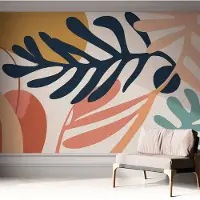 Coloray Zelfklevend Behang - Bladpatronen Zelfklevend fotobehang - 312x250 cm - Marine Zelfklevend Behang - Voor de woonkamer, slaapkamer en kantoor - Herpositioneerbaar - Stickerbehang op rol