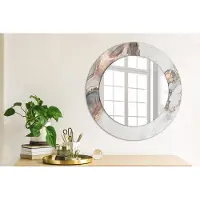 Coloray Bedrukte Spiegel - Abstract marmer Bedrukte Spiegel - 50 cm - Wit Bedrukte Spiegel - Bedrukte Spiegel - Spiegel Met Bedrukte Lijst - Spiegel Met Decoratie