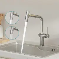 CECIPA MAX Keukenkraan met Uittrekbare Uitloop - Keukenkraan RVS - Uittrekbaar tot 40 cm - Inclusief Aansluitingen - 360° Hoge Uitloop - Keukenmengkraan Zilver