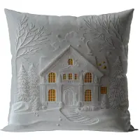 Markizeta Kerstkussenhoes 40x40cm Huis 3D Velvet Decoratief