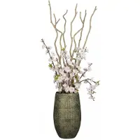 Mica Decorations Mica Bloemenvaas Madeira - hoog model - groen - terracotta - 30 x 50 cm - schubbenpatroon