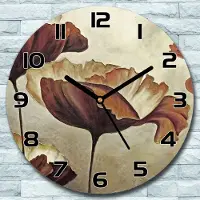 Coloray Wandklok - Elegante klaprozen Klok Glas - 30fi cm - Bordeaux Wandklok - Wandklok Ronde - Wandklok Modern - Wandklok Keuken - Stille Wandklok
