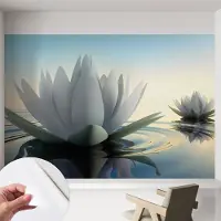 Coloray Zelfklevend Behang - Waterlelies Zelfklevend fotobehang - 152x104 cm - Wit Zelfklevend Behang - Voor de slaapkamer, woonkamer en badkamer. - Peel-and-stick techniek - Stickerbehang op rol