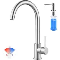 CECIPA MAX Keukenkraan - Kraan Keuken - Met Zeepdispenser 300ML - Hoge uitloop - 360° draaibereik - Chroom