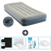 Intex Luchtbed - 1-Persoons - 99 x 191x 30 cm - Grijs - Inclusief pomp - Hoeslaken - Kussen - Reparatieset en Kussenbeschermer