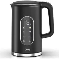 Olvy Waterkoker met Temperatuurregeling - Warmhoudfunctie - RVS - Dubbelwandig - Elektrisch - 1.7 Liter - 2200W - Zwart