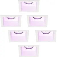 LEDVION – 6x Smart LED Inbouwspot Vierkant 85x85mm – Wit – Dimbaar – GU10 – RGB+CCT – 4.9W – IP20