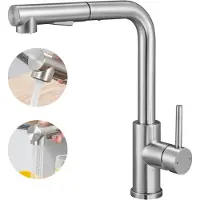 CECIPA MAX keukenmengkraan met uittrekbare handdouche - roestvrijstalen keukenmengkraan - 360° draaibaar - 2 straalsoorten - Zilver