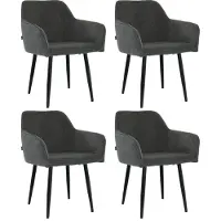 Mevsim Store Tony Eetkamerstoel - Zwart - Set van 4 - Ribstof