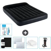 Intex Luchtbed - Twijfelaar - 137 x 191 x 25 cm - Donkerblauw - Inclusief Hoeslaken - Kussen - Pomp - Reparatieset en Kussenbeschermer