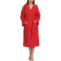 Ladeheid Dames Badjas met Capuchon - 100% Katoen - Wasmachine bestendig - Badstof – Rood – S – LA-LA40-102-DG