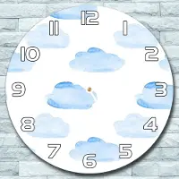 Coloray Wandklok - Wolken Klok Glas - 30fi cm - Lichtblauw Wandklok - Wandklok Ronde - Wandklok Klassiek - Wandklokken Woonkamer - Stille Wandklok