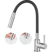 CECIPA MAX Flexibele Keukenkraan - Keukenmengkraan - 360° Draaibare keukenkraan - Keukenkraan Met 2 straalsoorten - Zwart + Zilver