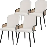 ML-Design Eetkamerstoelen set van 4 beige met arm & rugleuning, gestoffeerde stoelen voor eetkamer & keuken