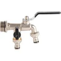 INF Buitenkraan - 1 inch inlaat, dubbele 3/4 inch uitlaat zwart