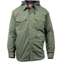 Hard Yakka quilted solid shacket military green m