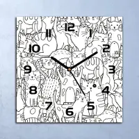 Coloray Wandklok - Kittens Glazen Wandklok - 30x30 cm - Zwart Wandklok - Wandklok Vierkant - Wandklok Industrieel - Wandklok Keuken - Stille Wandklok