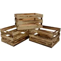 UNUS Kist Houten vintage gebrand 39x29x21 cm set van 3