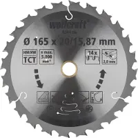 Wolfcraft - Cirkelzaagblad 165 mm - 24 Tanden - 20 / 15,87 mm boring - voor Cirkelzaag - 6344000
