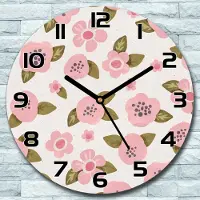 Coloray Wandklok - Roze bloemen Glazen Klok - 30fi cm - Roze Wandklok - Wandklok Ronde - Wandklok Modern - Wandklok Keuken - Stille Wandklok