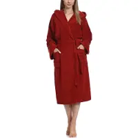 Ladeheid Dames Badjas met Capuchon - 100% Katoen - Wasmachine bestendig - Badstof – Wijn rood – S – LA-LA40-102-DG