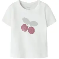 Name it BABY T-shirt wit met glitter Meisjes Stretchkatoen Ronde hals Printopdruk - maat 68