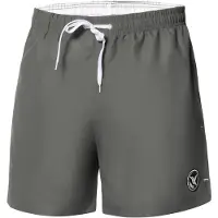 Ladeheid LA-LA40-198-SWS Heren Zwembroek - Zwemshorts - met zijzakken en achterzak - sneldrogend - met binnenslip van mesh - Koordsluiting - Polyester - Grijs - L