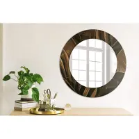 Coloray Bedrukte Spiegel - Bruine bananenbladeren Spiegel Met Print - 50 cm - Bruin Bedrukte Spiegel - Spiegel Met Print - Wandspiegel Met Print - Wandspiegel Decoratieve Print