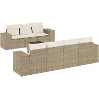 vidaXL 8-delige Loungeset met kussens poly rattan beige