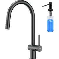 CECIPA MAX Keukenkraan met Uittrekbare Uitloop - Met Zeepdispenser 300ML - 360° draaibare mengkraan - zwart - 2 straalsoorten