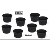 TakeAware 2000x Sausbakje zwart papier 100ml - souffle- Saus bakje mayonaise ketchup mosterd diner food