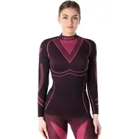 Ladeheid Thermoshirt - Thermo ondergoed – Dames - Thermokleding - Longsleeve – Zwart/Roze – XL - LA-LA40-WOMEN-Top
