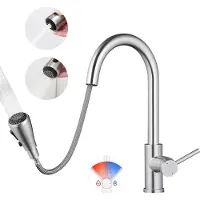 CECIPA MAX keukenkraan Met Uittrekbare Uitloop Chroom - 360° draaibereik - Handdouche en 2 straalsoorten - RVS