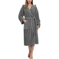 Ladeheid Dames Badjas met Capuchon - 100% Katoen - Wasmachine bestendig - Badstof - Donkergrijs - XL - LA-LA40-193-DG