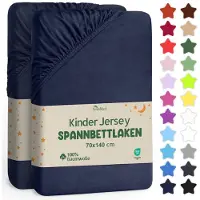 NatureMark Jersey hoeslaken hoeslaken, 100% katoen, 70x140cm (pak van 2), marineblauw