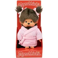 Monchhichi knuffel - BANDAI - Roze badjas - 20 cm