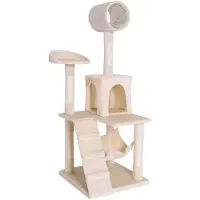 Lionto Krabpaal klimboom kattenkrabpaal kattenboom hoogte 133 cm beige