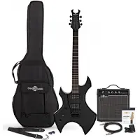 Gear4Music Harlem X Linkshandige Elektrische Gitaar + 15 W Versterkerpakket Zwart