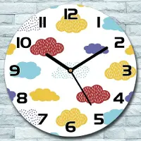 Coloray Wandklok - Kleurrijke wolken Glazen Wandklok - 30fi cm - Geel Wandklok - Wandklok Ronde - Wandklok Modern - Wandklok Keuken - Stille Wandklok