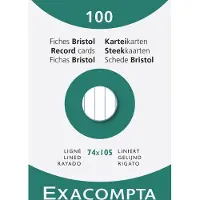 Exacompta 10x etui 100 steekkaarten bristol - gelijnd niet geperforeerd 74x105mm - Wit - 13800B