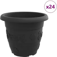 vidaXL Ronde Bloempot 24 st Zwart Ø 34 x 28 cm Kunststof