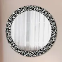 Coloray Bedrukte Spiegel - Ornament Bedrukte Spiegel - 70 cm - Zwart en wit Bedrukte Spiegel - Bedrukte Spiegel - Spiegel Met Bedrukte Lijst - Spiegel Met Decoratie