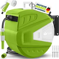 Tillvex Tillvex- Slanghaspel Groen, 30+2m, met muurbeugel, met handdouche en tuinslang, 180 graden draaibaar, wandmontage met...