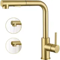 CECIPA MAX Keukenkraan met Uittrekbare Uitloop - Keuken Kraan Goud - Handdouche - Uittrekbaar - Mengkraan - Flexibele Slang - RVS