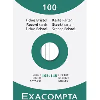 Exacompta 10x etui 100 steekkaarten bristol - gelijnd niet geperforeerd 105x148mm - Wit - 13809B