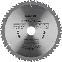 Wolfcraft - Cirkelzaagblad 210x30mm - 30 Tanden - voor cirkelzaag - HM, serie bruin - 6737000
