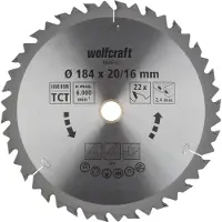 Wolfcraft - Cirkelzaagblad 184x20 mm - 22 Tanden - Serie bruin - 6646000